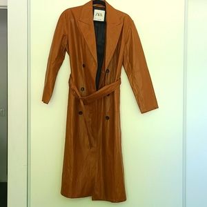 Zara Faux Leather Trench Coat